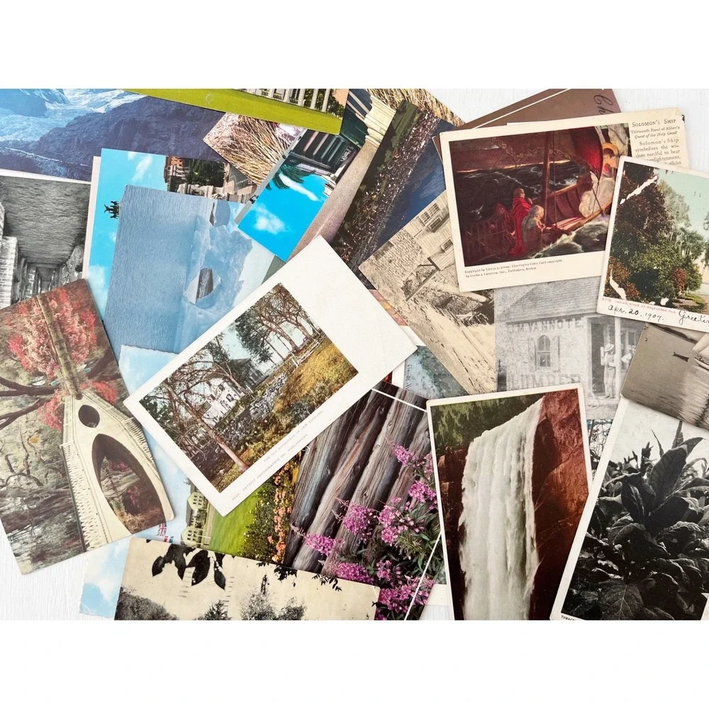 TRUE Vintage Paper Ephemera 25‎ Pcs Mixed Postcards Photos Ads Junk Journal Kit